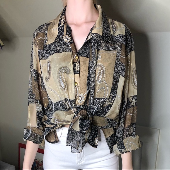 Paisley patchwork button down top - Picture 1 of 2